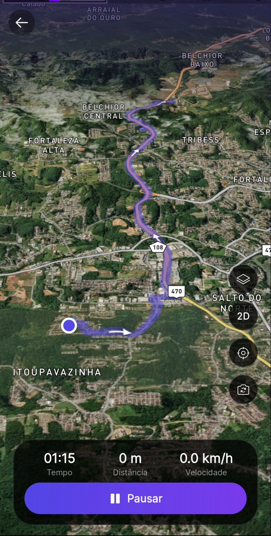 Atividade ao ar livre com mapa e ritmo em tempo real no Premium Coach