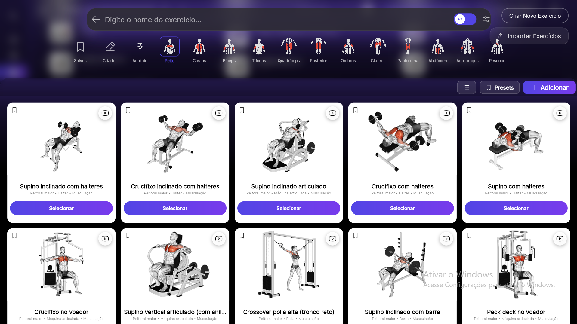 Premium Coach — banco de exercícios
