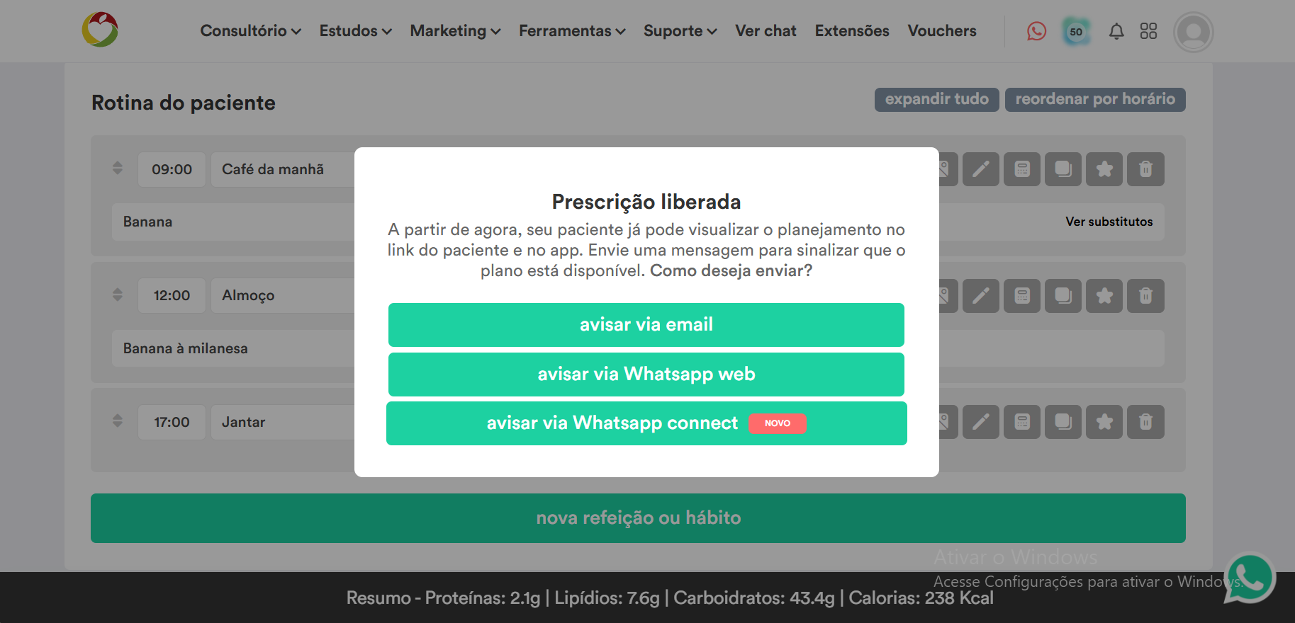 WebDiet — notificação de atualização