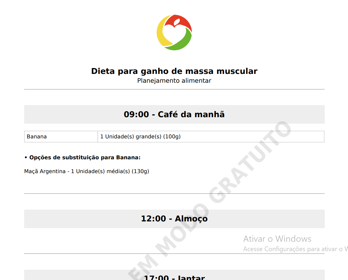 WebDiet — PDF de dieta