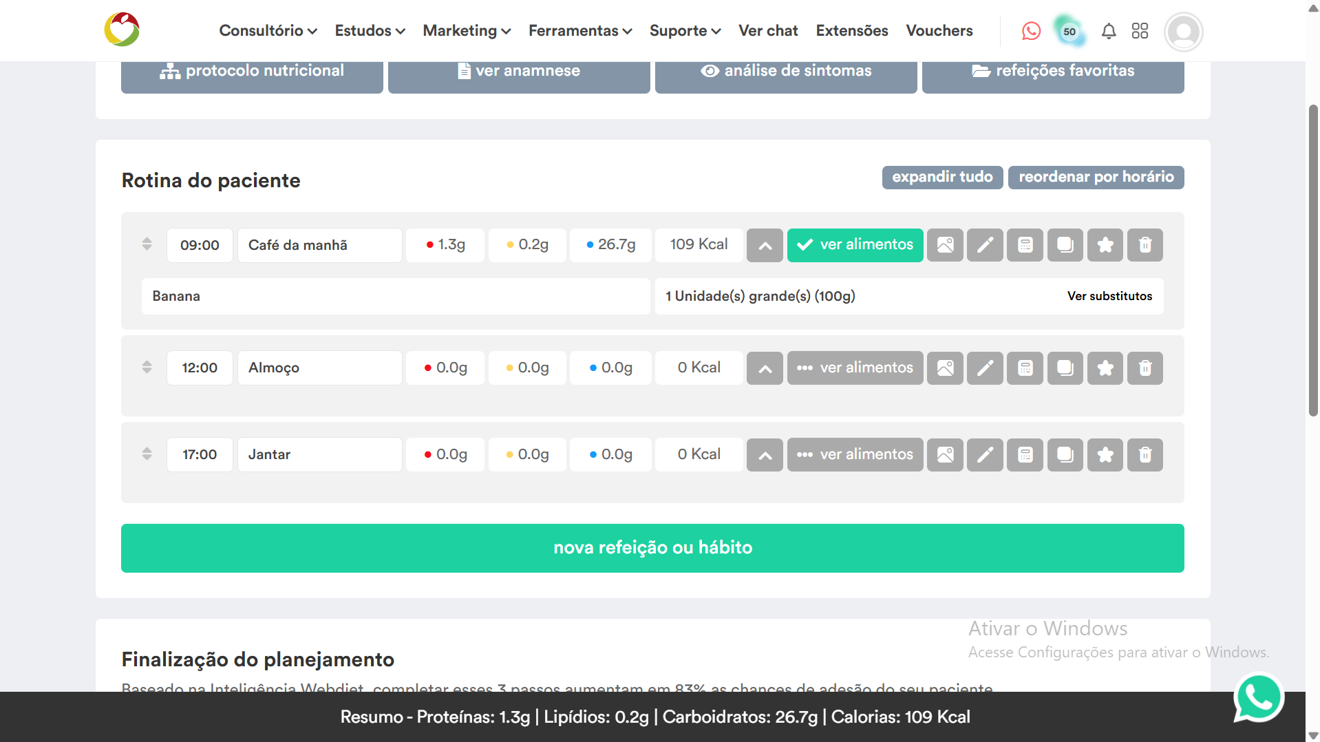 WebDiet — prescrição de dieta